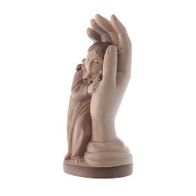 Hand Gottes mit Mädchen aus Grödnertal Holz patiniert