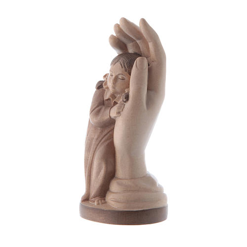 Protective hand with young girl in multi-patinated Valgardena wo 2
