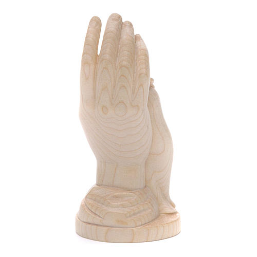 Protective hand with young girl in natural wax Valgardena wood 4