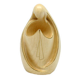 Praying Mary in natural wood, modern style with gold edge