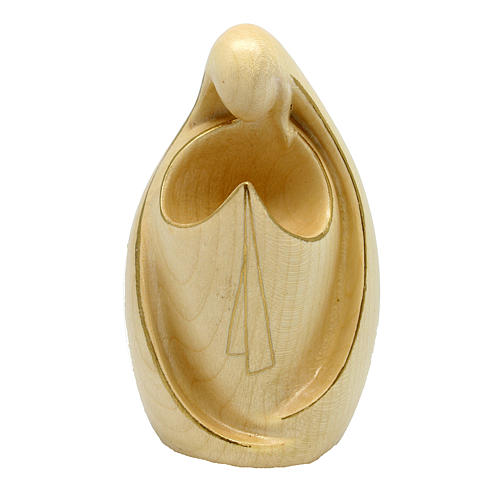 Praying Mary in natural wood, modern style with gold edge 1