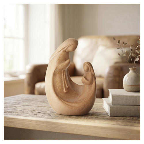 Our Lady, modern style with young girl in patinated light wood 2