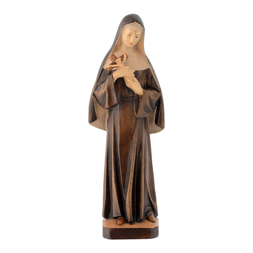 Statua Santa Rita in legno con diverse tonalità di marrone 1