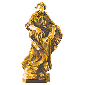 Saint Matthew wooden statue in shades of brown