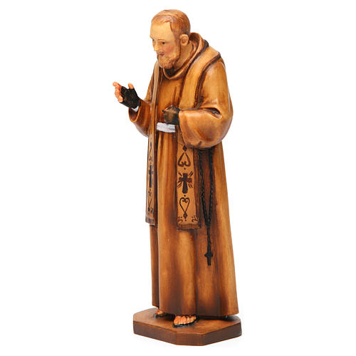 Statue Pater Pio Grödnertal Holz braunfarbig 3