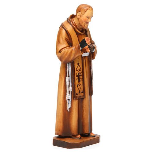 Statue Pater Pio Grödnertal Holz braunfarbig 4
