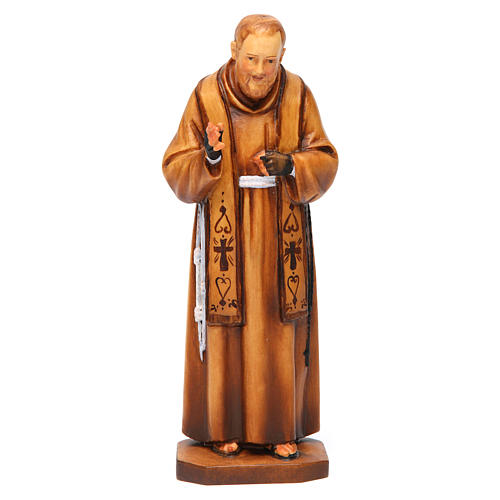 Imagem São Pio de Pietrelcina em madeira diferentes tons castanho 1
