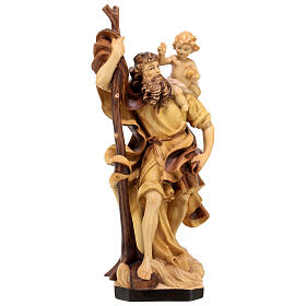 Saint Cristopher wooden statue in shades of brown