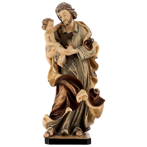 Saint Joseph with baby wooden statue in shades of brown 1
