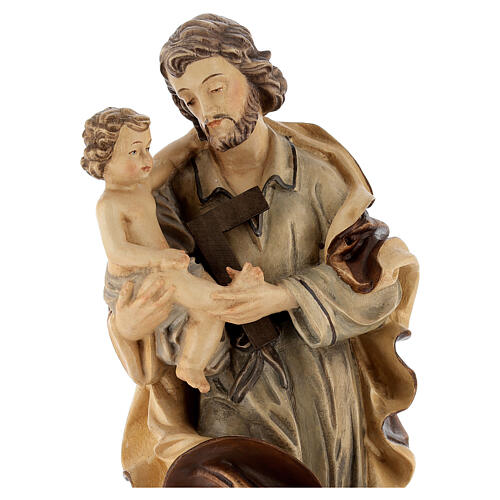 Imagen San José con Niño de madera, acabado con diferentes matices de marrón 2