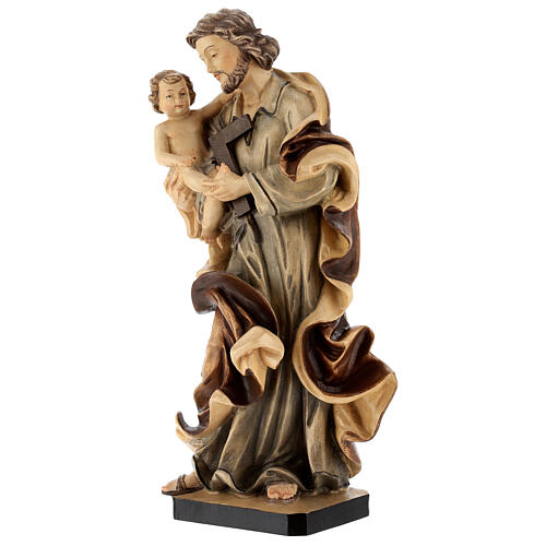 Imagen San José con Niño de madera, acabado con diferentes matices de marrón 3