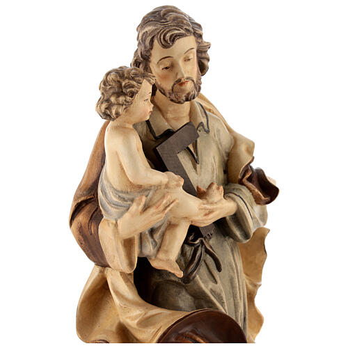 Imagen San José con Niño de madera, acabado con diferentes matices de marrón 6