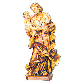 Imagens em Madeira Natural: São José com Menino madeira diferentes tons castanho