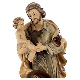Saint Joseph with baby wooden statue in shades of brown