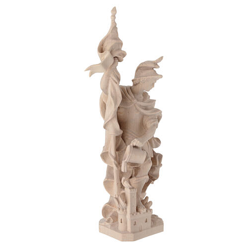 Saint Florian with baby statue in natural wood 3