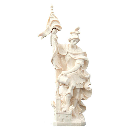 Saint Florian with baby statue in natural wood 1