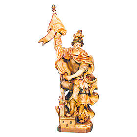 Estatua San Florián de madera, acabado con diferentes matices de marrón