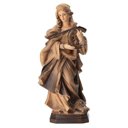 Statua Santa Caterina legno colorato con colori marroni 1