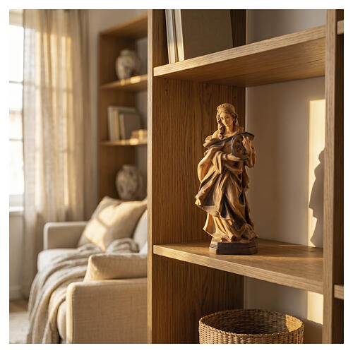 Statua Santa Caterina legno colorato con colori marroni 2