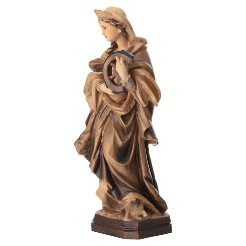 Statua Santa Caterina legno colorato con colori marroni 5