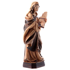 Estatua Santa Cecilia de madera, acabado con diferentes matices de marrón