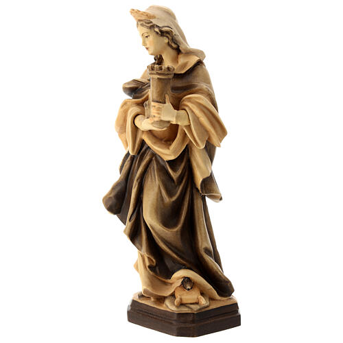 Estatua Santa Bárbara de madera, acabado con diferentes matices de marrón 3