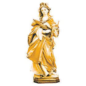 Estatua Santa Úrsula de madera, acabado con diferentes matices de marrón
