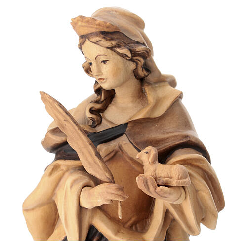 Estatua Santa Inés de madera con rama y cordero 2