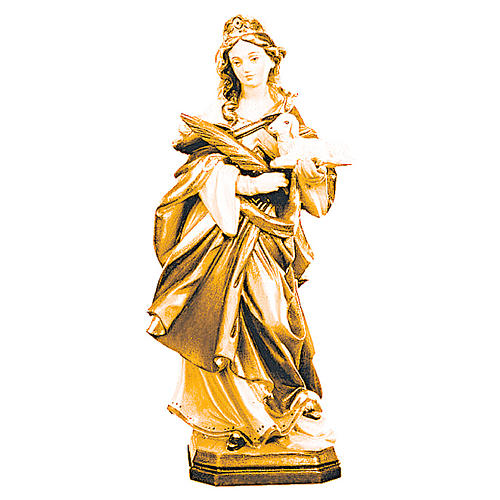 Statua di Santa Agnese legno con ramo e agnellino in mano 1