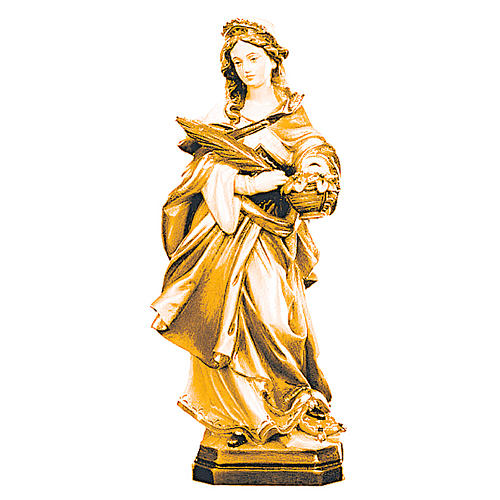 Statue de Sainte Dorothée en bois différentes tonalités de marron 1