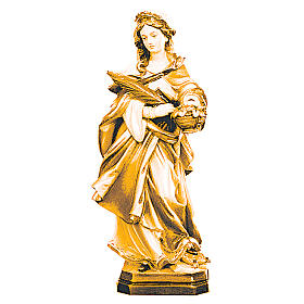 Statua di Santa Dorotea in legno sfumature diverse di marrone