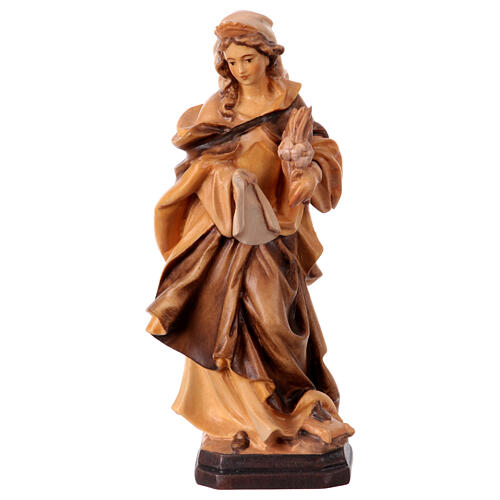 Estatua Santa Verónica de madera, acabado con diferentes matices de marrón 1