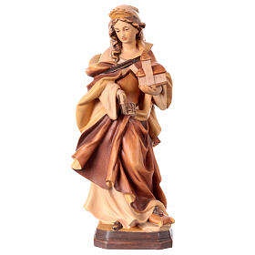 Estatua Santa Eduviges de madera, acabado con diferentes matices de marrón