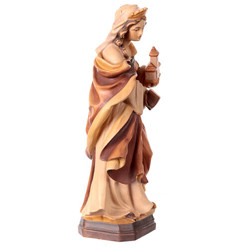 Estatua Santa Eduviges de madera, acabado con diferentes matices de marrón 4