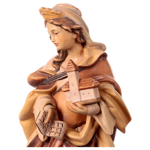 Statue Sainte Edwige bois coloré différentes tonalités de marron 2