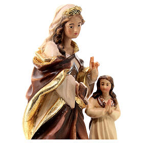 Estatua Santa Ana con niña de madera, acabado con diferentes matices de marrón