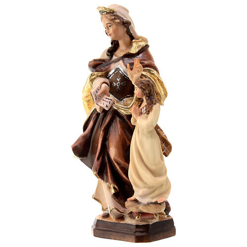 Estatua Santa Ana con niña de madera, acabado con diferentes matices de marrón 3