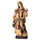 Saint Margaret with cross wooden statue in shades of brown s1