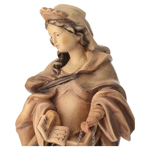 Saint Juliana with chain wooden statue in shades of brown 3