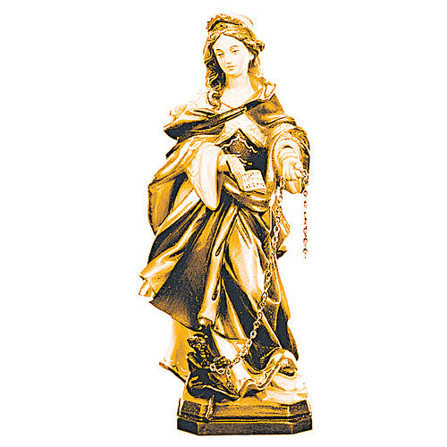 Saint Juliana with chain wooden statue in shades of brown 1