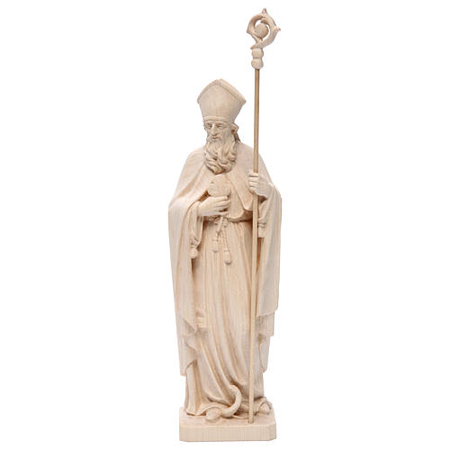 Saint Patrick statue in natural wood 1