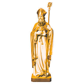 Estatua San Patricio de madera, acabado con diferentes matices de marrón