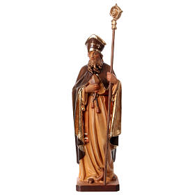 Estatua San Patricio de madera, acabado con diferentes matices de marrón