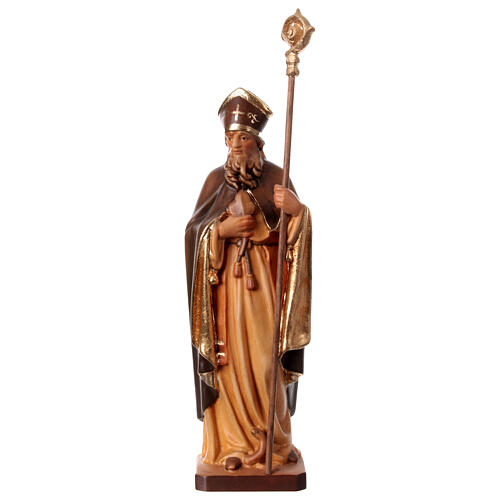 Estatua San Patricio de madera, acabado con diferentes matices de marrón 1