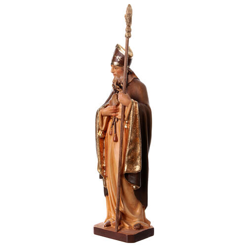 Estatua San Patricio de madera, acabado con diferentes matices de marrón 3