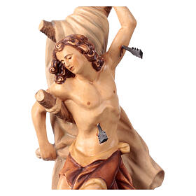 Statua San Sebastiano legno Val Gardena tonalità marroni vari