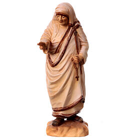 Estatua Madre Teresa de Calcuta de madera, acabado con diferentes matices de marrón
