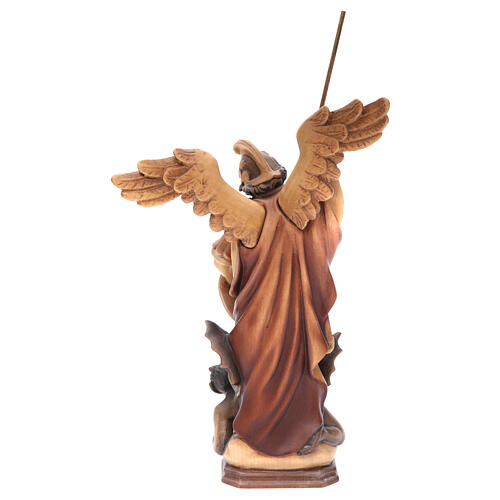 Statue Saint Michel Archange bois peint brun Valgardena 4