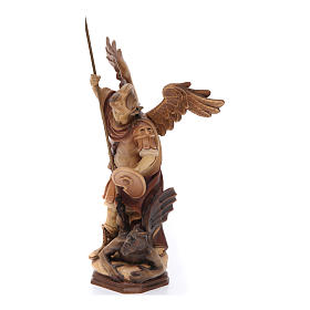 Imagens em Madeira Natural: Imagem São Miguel Arcanjo madeira pintada castanho Val Gardena