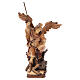 Saint Michael Archangel statue in brown painted Val Gardena wood s1